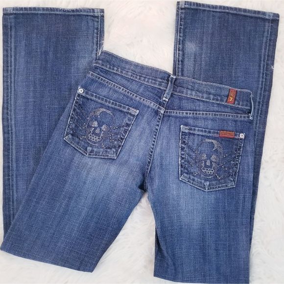 7 For All Mankind Denim - 7 For All Mankind Skull Embroidered Pocket Jeans
